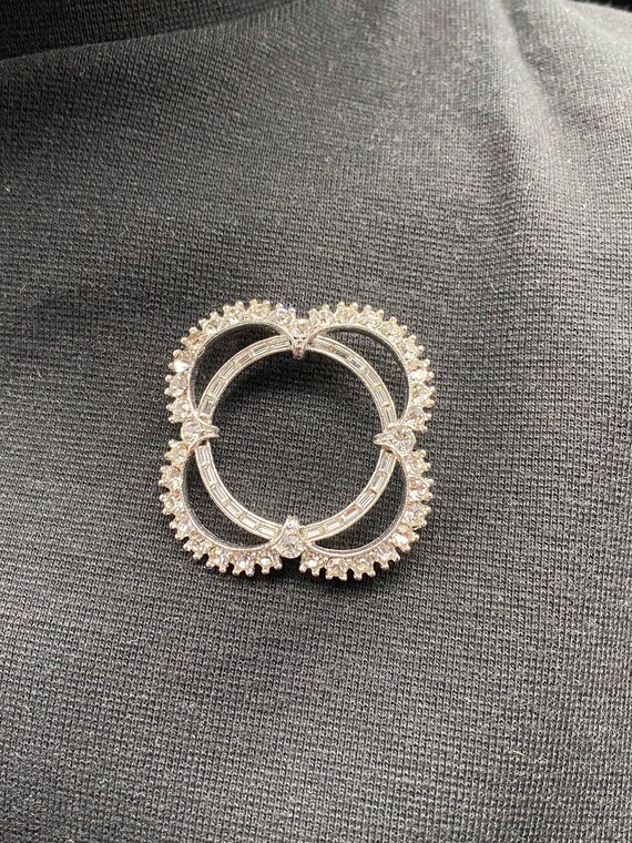 Vintage Bogoff Rhinestone Brooch: Elegant Clear C… - image 3