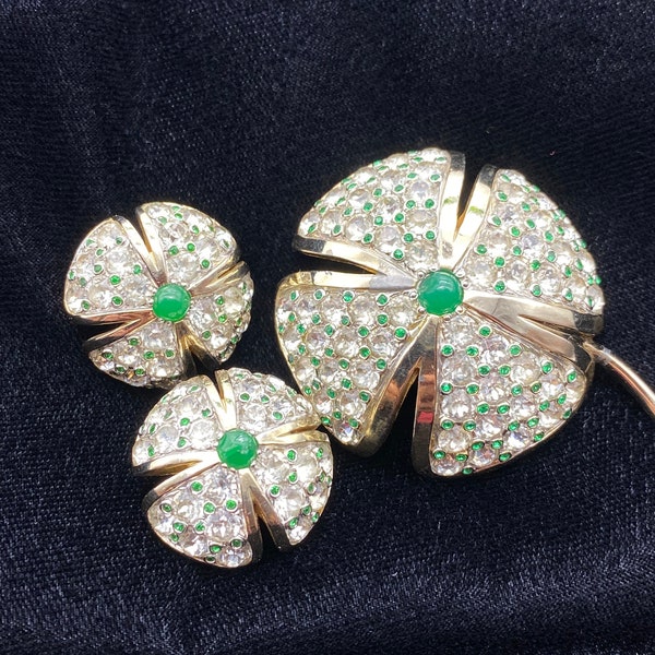 Gorgeous Nettie Rosenstein Shamrock Brooch and Earrings