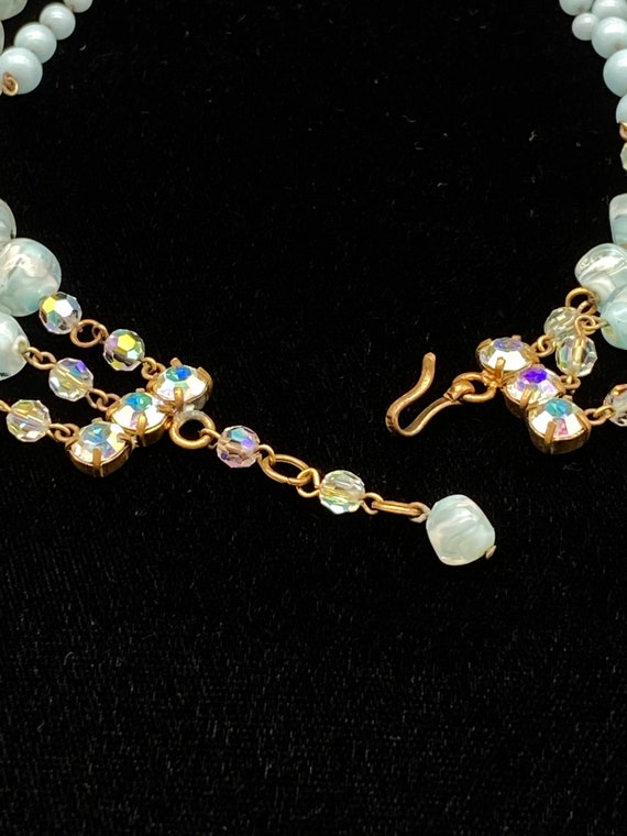 Vintage Baby Blue Glass Beaded Necklace - image 9