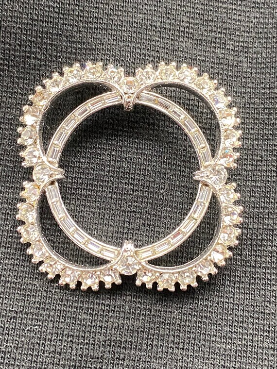 Vintage Bogoff Rhinestone Brooch: Elegant Clear C… - image 4