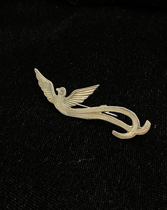 Antique Silver Etched Bird Brooch/Pin