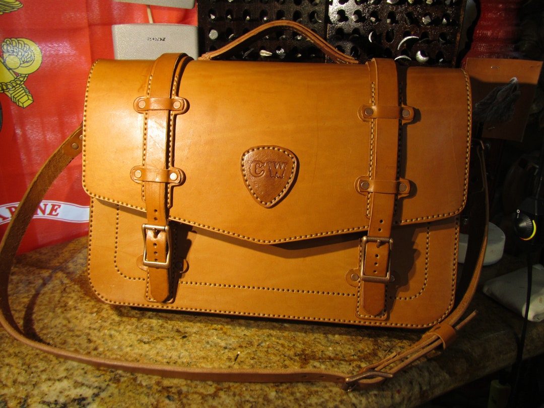 Large Real Leather Bag. Handmade Hand Stitched Etsy