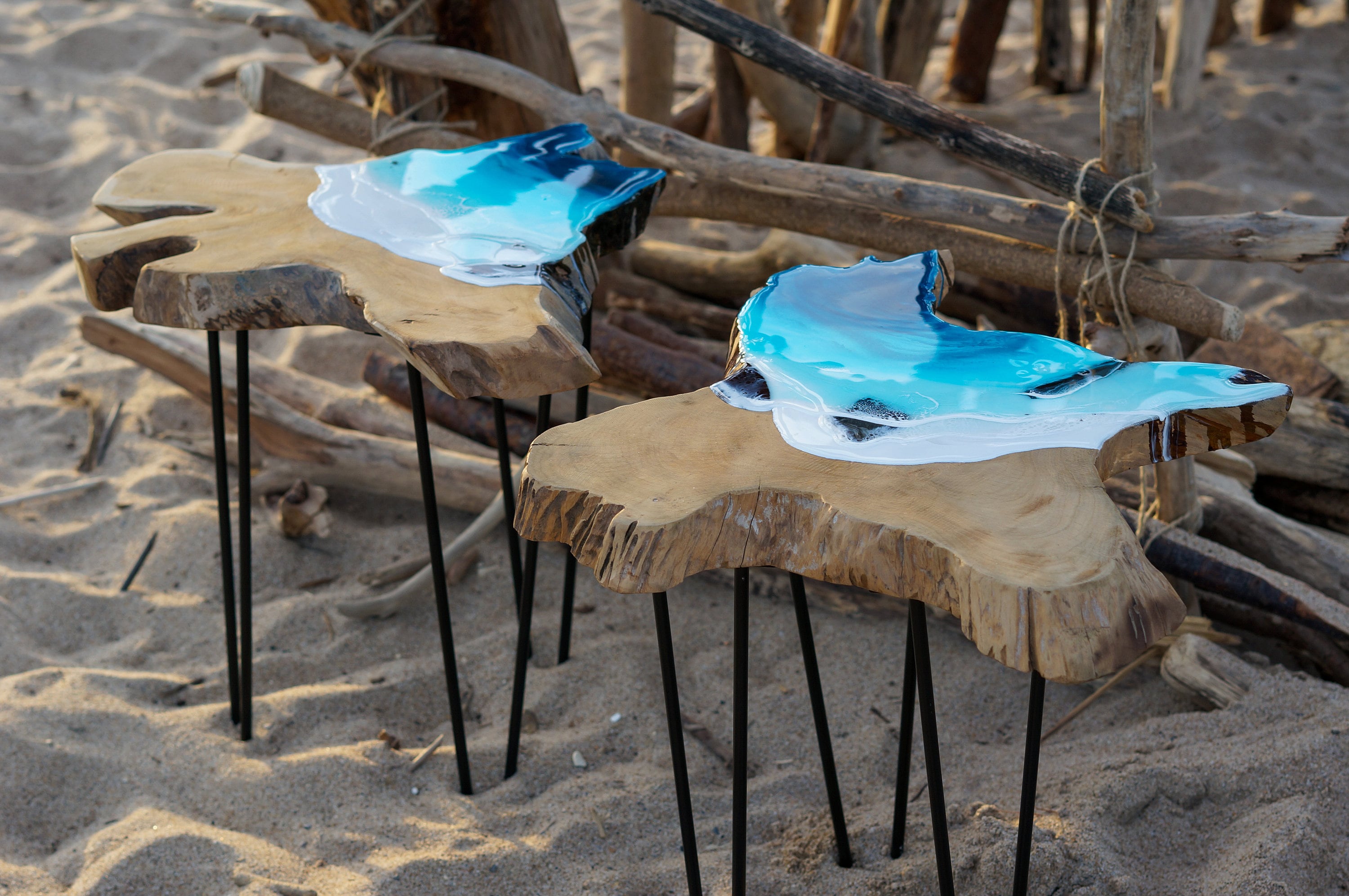 Resin Tables OCEAN Designer Live edge Tables Epoxy Coffee End