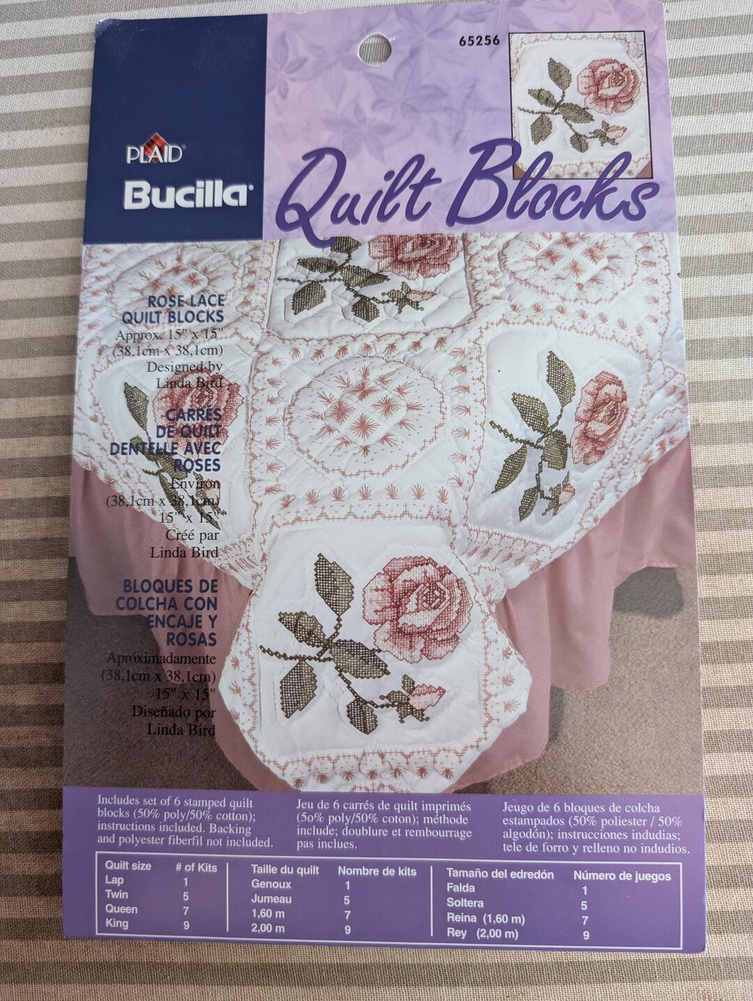 Kit De Courtepointe Bucilla "Rose Petals" - Taille Double (80 X 96 Pouces) - Modèle 49593 Vintage - Occasion
