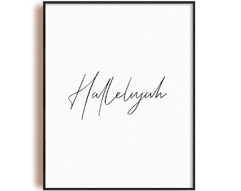 Hallelujah typographic poster, Christian art print, printable modern wall art
