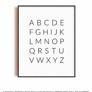 Alphabet poster print, ABC printable wall art chart, kids nursery room wall decor, classroom poster, PRICE DROP