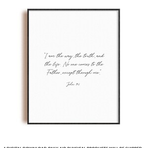 Handwritten John 14:6 bible verse quote poster | Christian wall art, scripture print |  I am the way, the truth, and the life