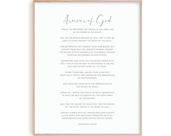 Ephesians 6:10-18 Armor of God Bible Verse Poster Wall Art, Scripture Wall Art, Christian Poster Printable, King James Version