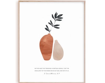2 Corinthians 4:7 Modern Biblical Wall Art, Christian Poster, Bible Verse Poster Printable, Scripture Artwork Treasure in earthen vessels