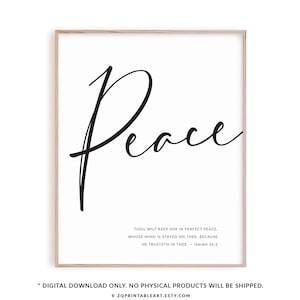 Isaiah 26:3 Peace Bible Verse Quote Wall Art, Christian Poster Scripture Printable, Thou wilt keep him in perfect peace