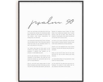 Psalm 90 bible verse print, Christian wall art printable, scripture poster, Christian minimalist home decor