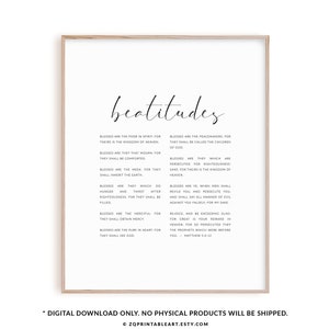 Beatitudes Matthew 5:3-12  bible verse wall art print, modern scripture poster, Christian home decor
