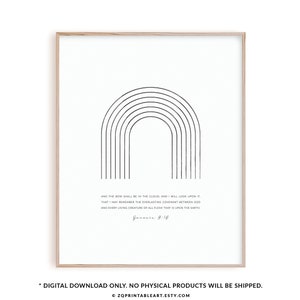 Genesis 9:16 bible verse wall art, modern Christian artwork, scripture poster, Christian home decor minimalist print
