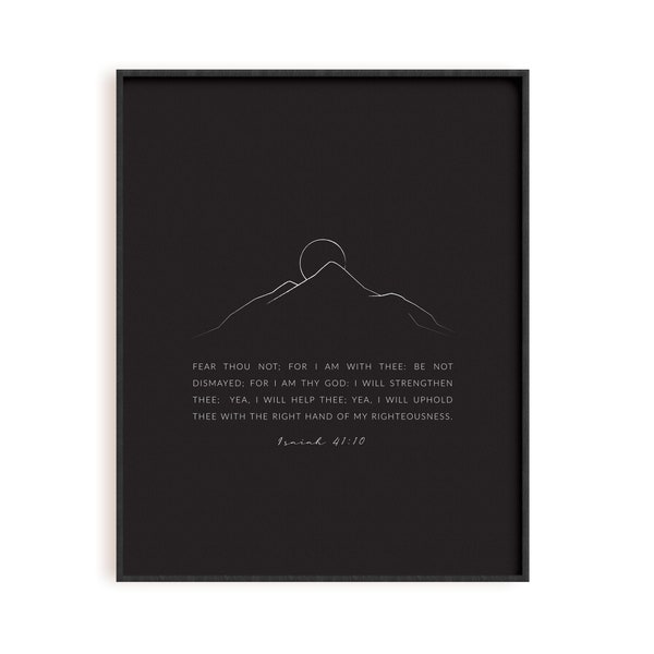 Isaiah 41:10 Modern Christian Line Art, Christian Bible Verse Wall Art, Minimal Mountain Line Art Scripture Poster, Fear thou not