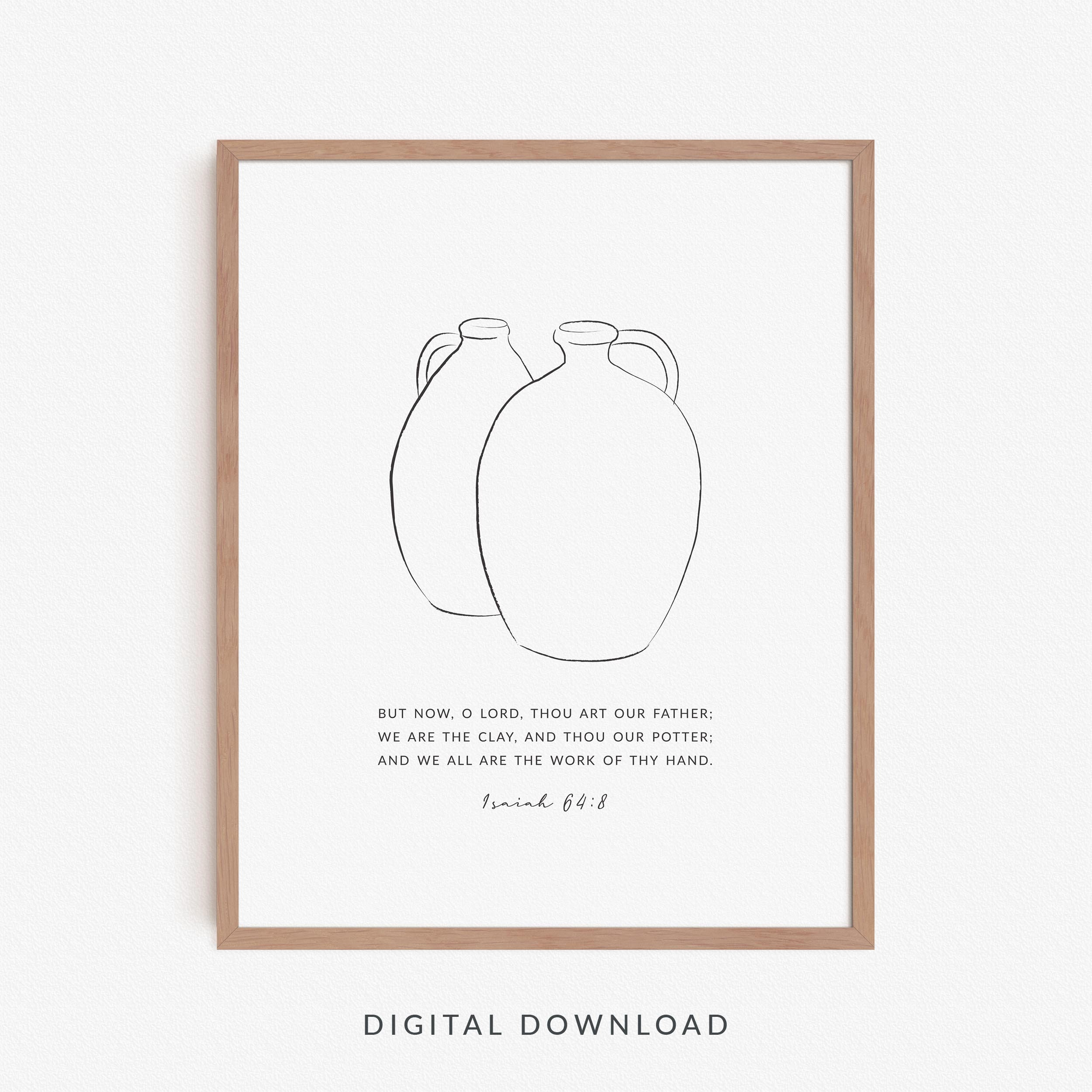 Isaiah 64:8 Christian Line Art Print, Modern Christian Wall Art, Bible ...