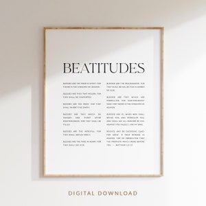 Beatitudes Matthew 5:3-12  Modern Bible Verse Wall Art, Christian Wall Art, Scripture Poster Print