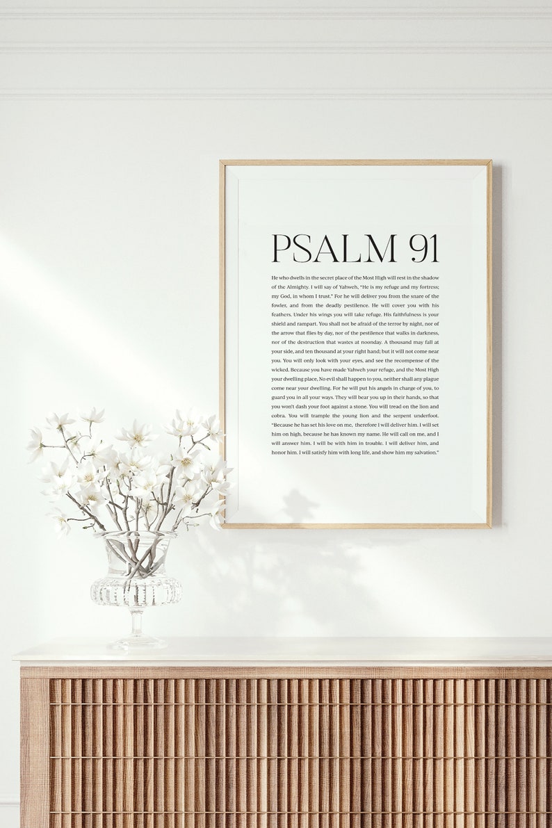 Psalm 91 Bible Verse Wall Art, Christian Scripture Poster Print, Modern ...