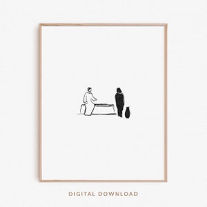 Jesus and Samaritan Woman at the Well wall Art, Modern Christian Artwork John 4, Digital Download