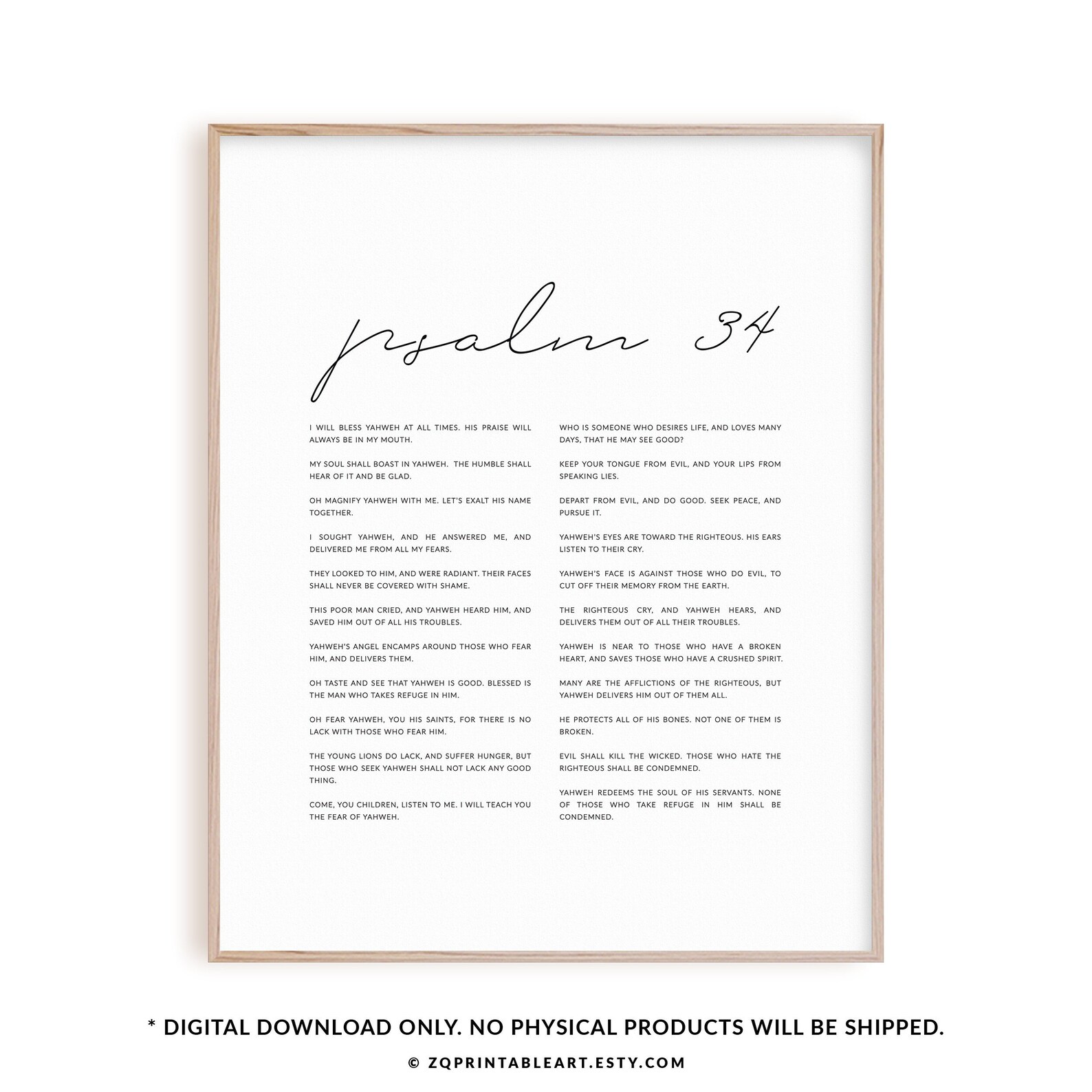 Psalm 34 Bible Verse Wall Art Christian Scripture Poster - Etsy