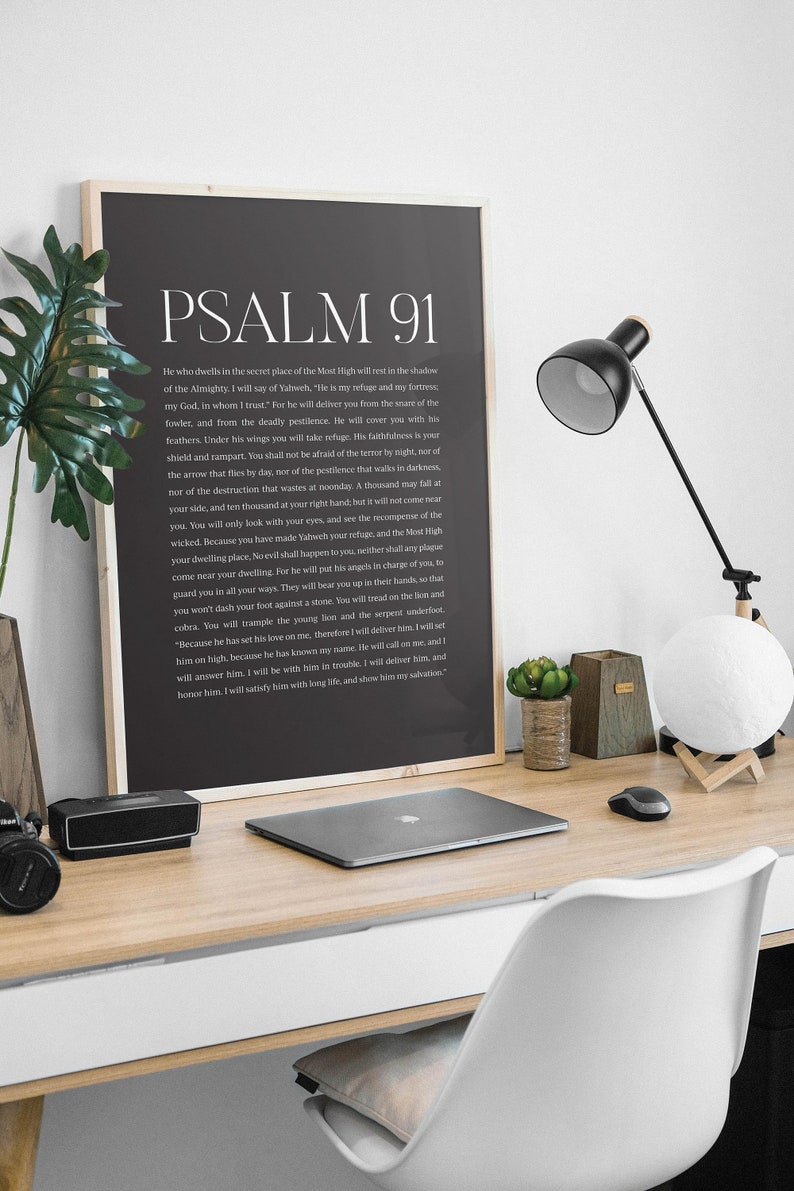 Psalm 91 Bible Verse Wall Art Printable, Christian Poster, Scripture ...