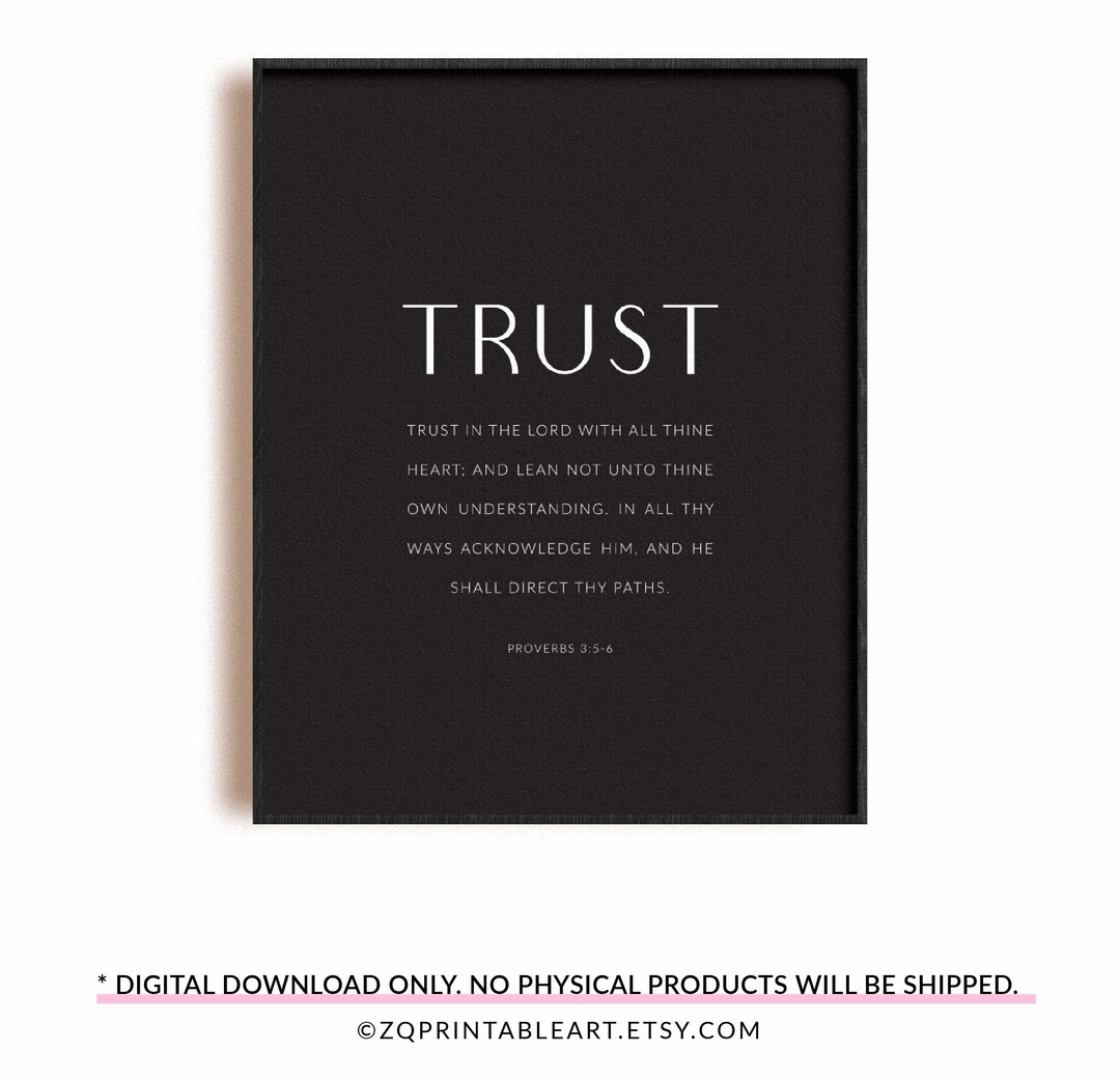 Proverbs 3:5-6 Christian Scripture Wall Art Poster, Printable Bible ...