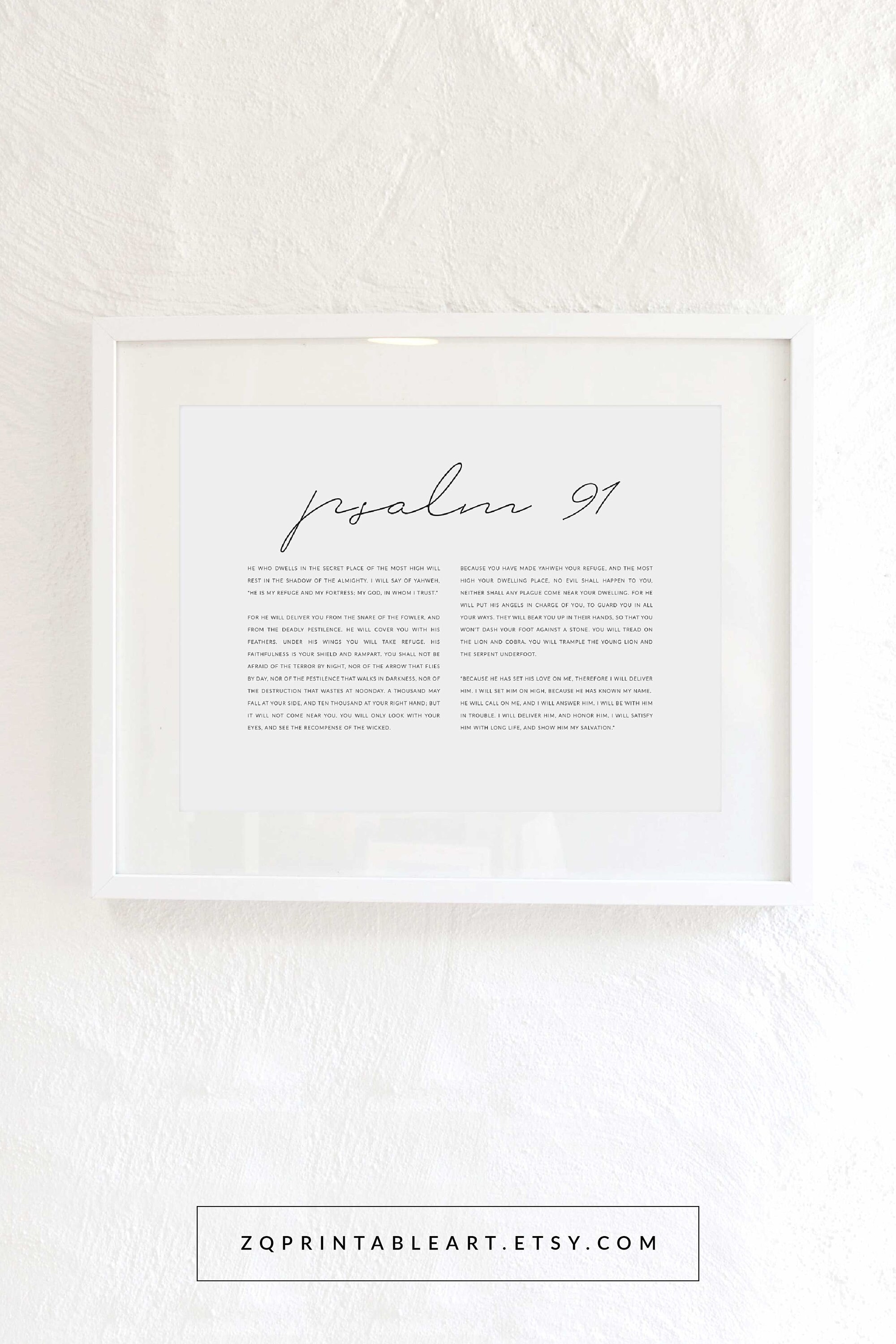 Psalm 91 bible verse print artwork Christian scripture wall | Etsy