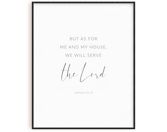 Joshua 24:15 As For Me And My House We Will Serve The Lord, Bible Verse Poster, Modern Christian Scripture Wall Art, Christian Wall Decor