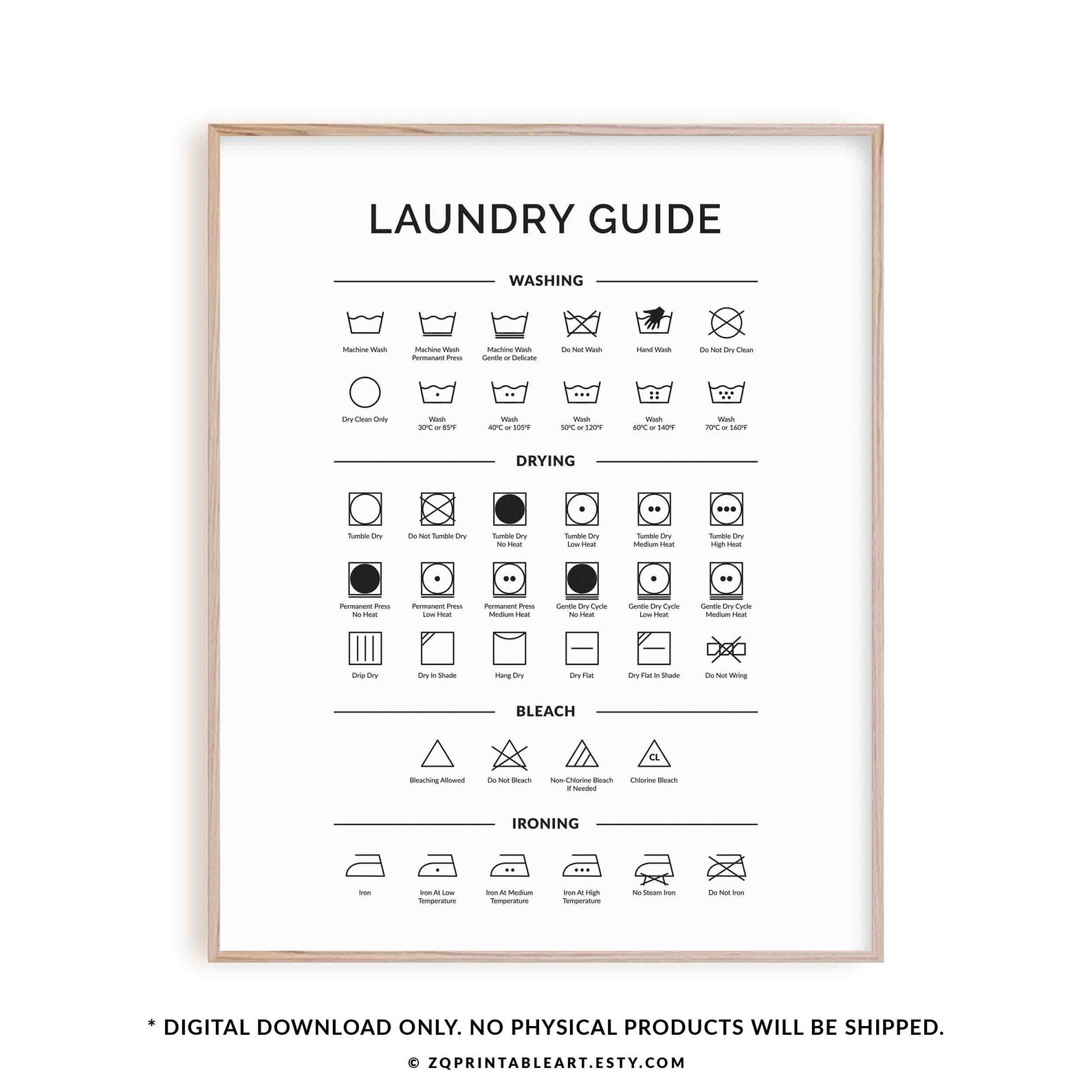 Laundry Room Symbols Print, Printable Laundry Sign Wall Art, Laundry ...