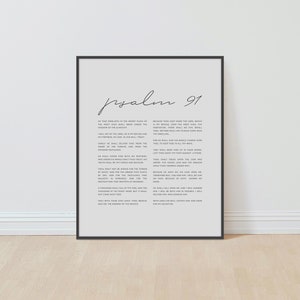 May include: Black and white printable wall art featuring Psalm 91 from the Bible. The text is in a simple, modern font and is centered on a white background.