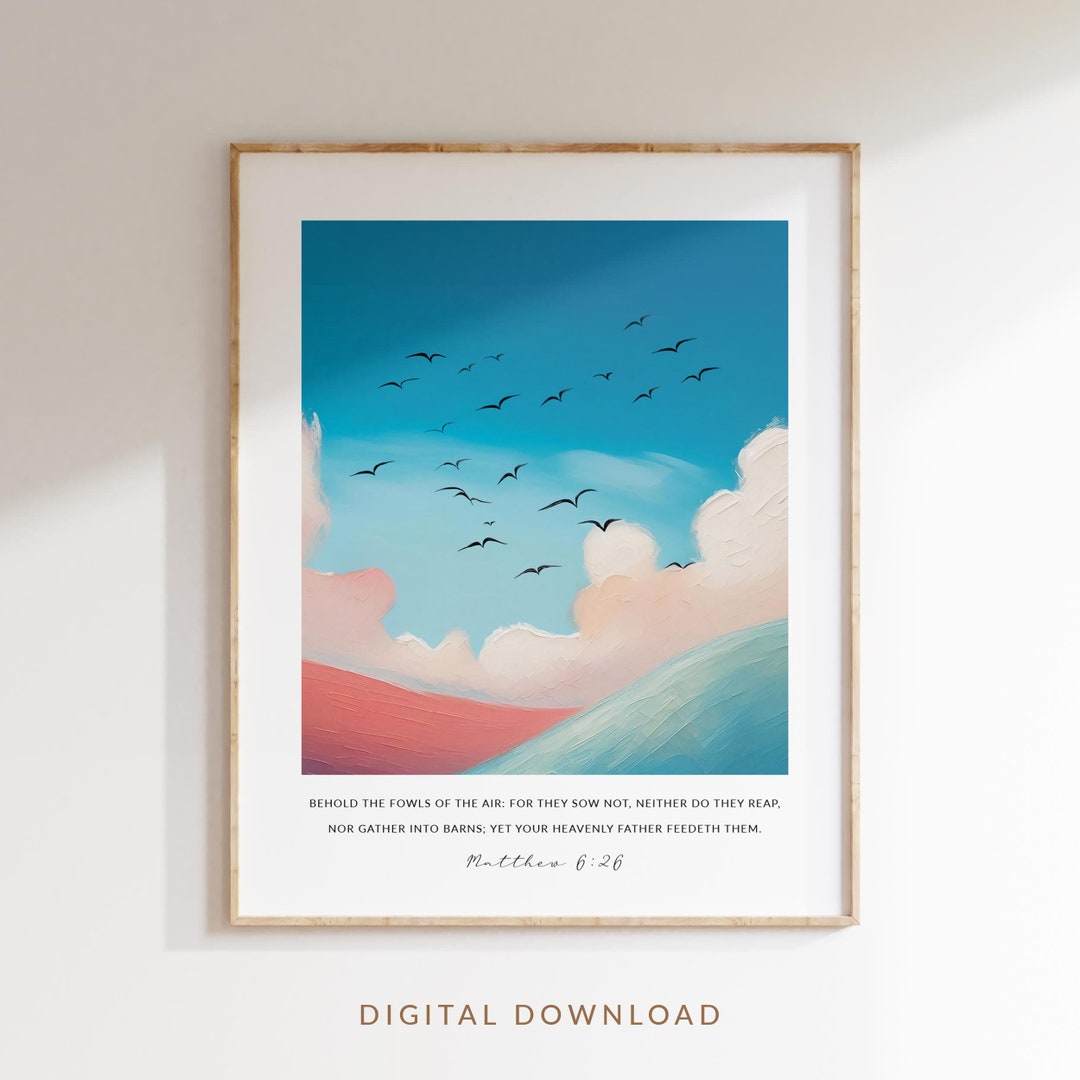 Matthew 6:26 Modern Christian Wall Art, Bible Verse Print, Scripture ...