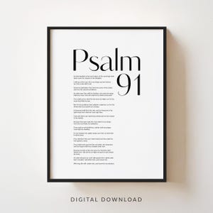 Psalm 91 Bible Verse Wall Art, Modern Christian Print, Minimal Scripture Poster, Large Printable Wall Art