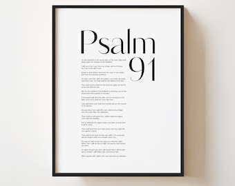Psalm 91 Bible Verse Wall Art, Modern Christian Print, Minimal Scripture Poster, Large Printable Wall Art