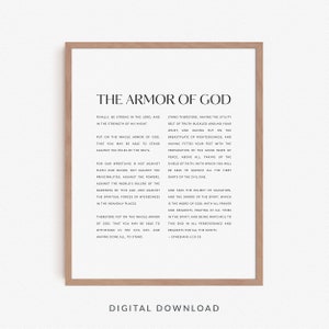 Ephesians 6:10-18 Armor of God, Bible Verse Wall Art, Modern Christian Wall Art Downloadable, Scripture Poster Printable, Belt of Truth