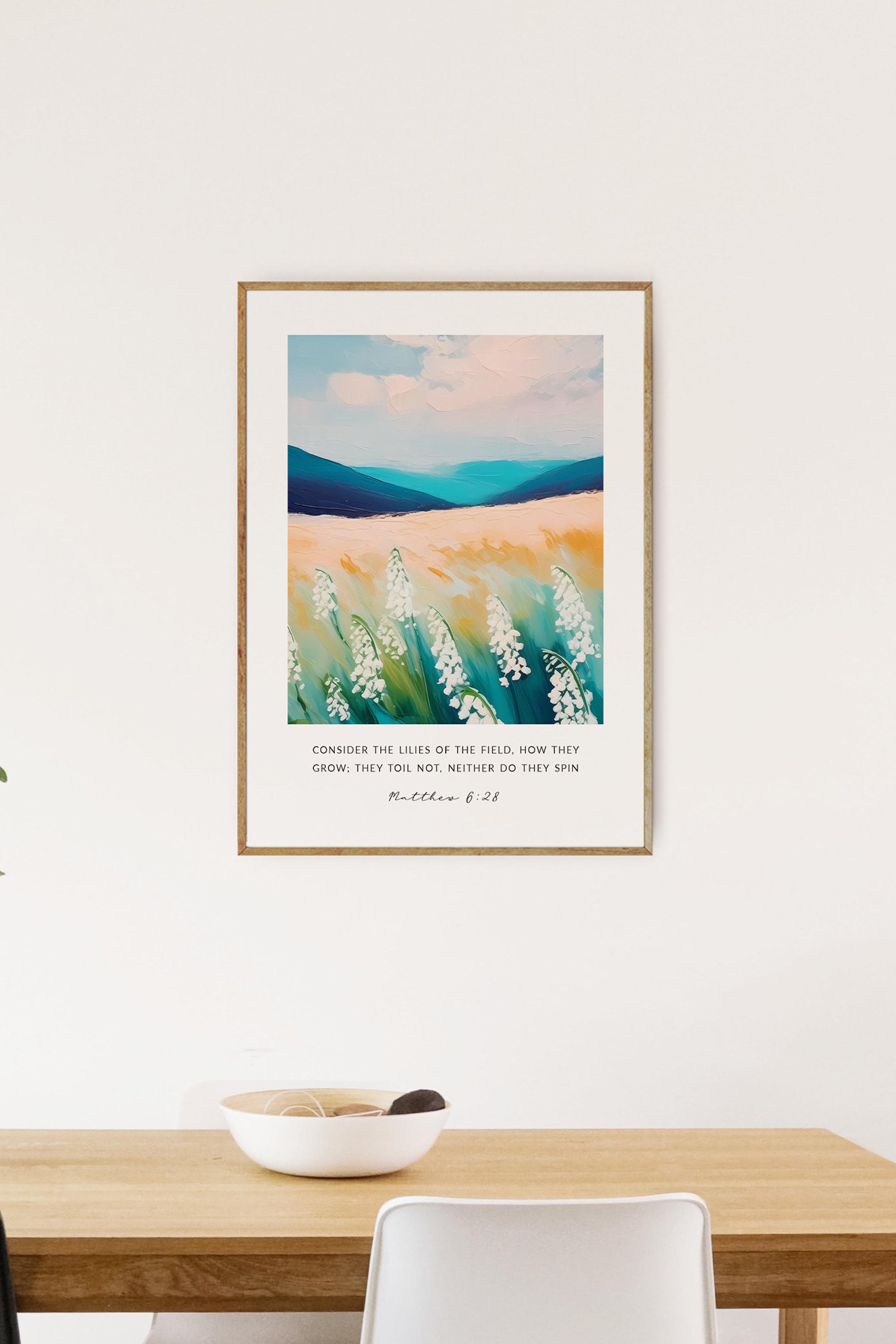 Matthew 6:28 Consider the Lilies, Modern Christian Wall Art, Bible ...