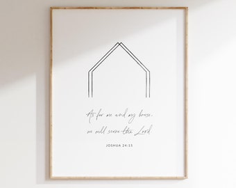 Joshua 24:15 As For Me and My House We Will Serve the Lord, Bible Verse Wall Art Print, Modern Christian Poster, Scripture Wall Art