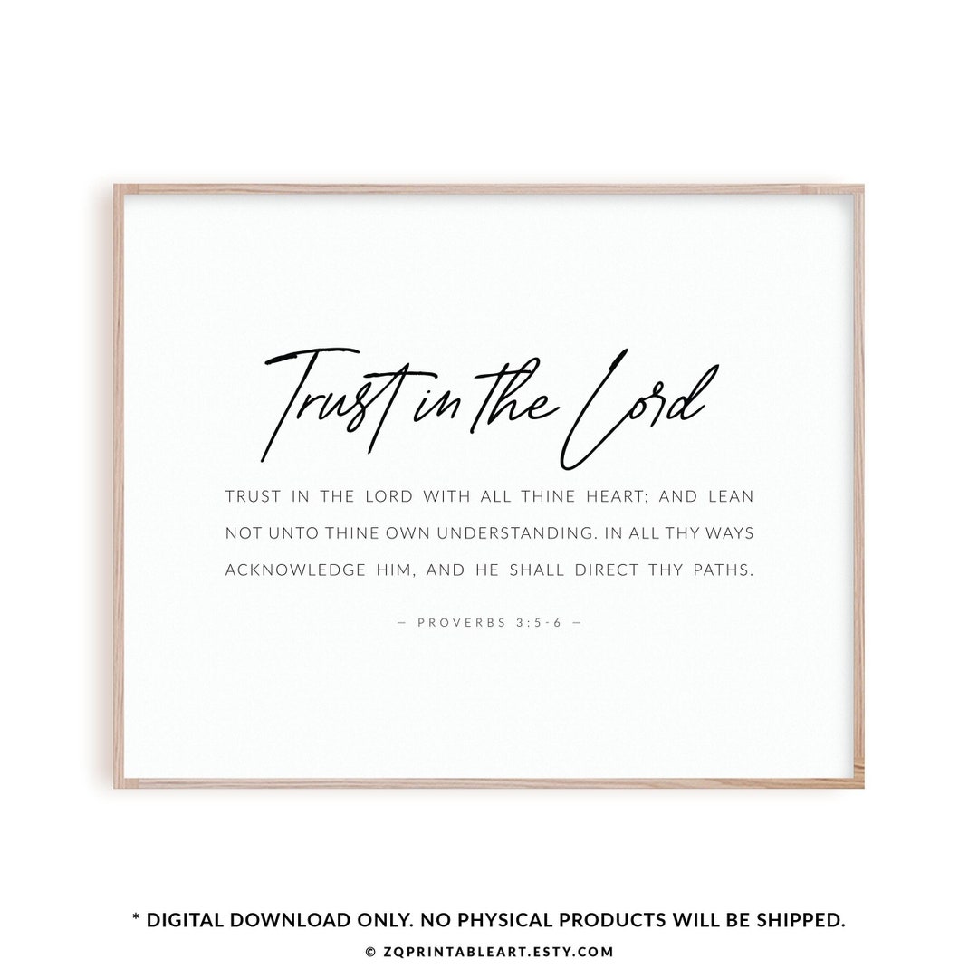 Proverbs 3:5-6 Trust in the Lord Christian Poster, Bible Verse Wall Art ...