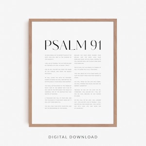 Psalm 91 Modern Christian Wall Art, Bible Verse Poster, Minimal Scripture Poster, Above Bed Decor Printable Wall Art