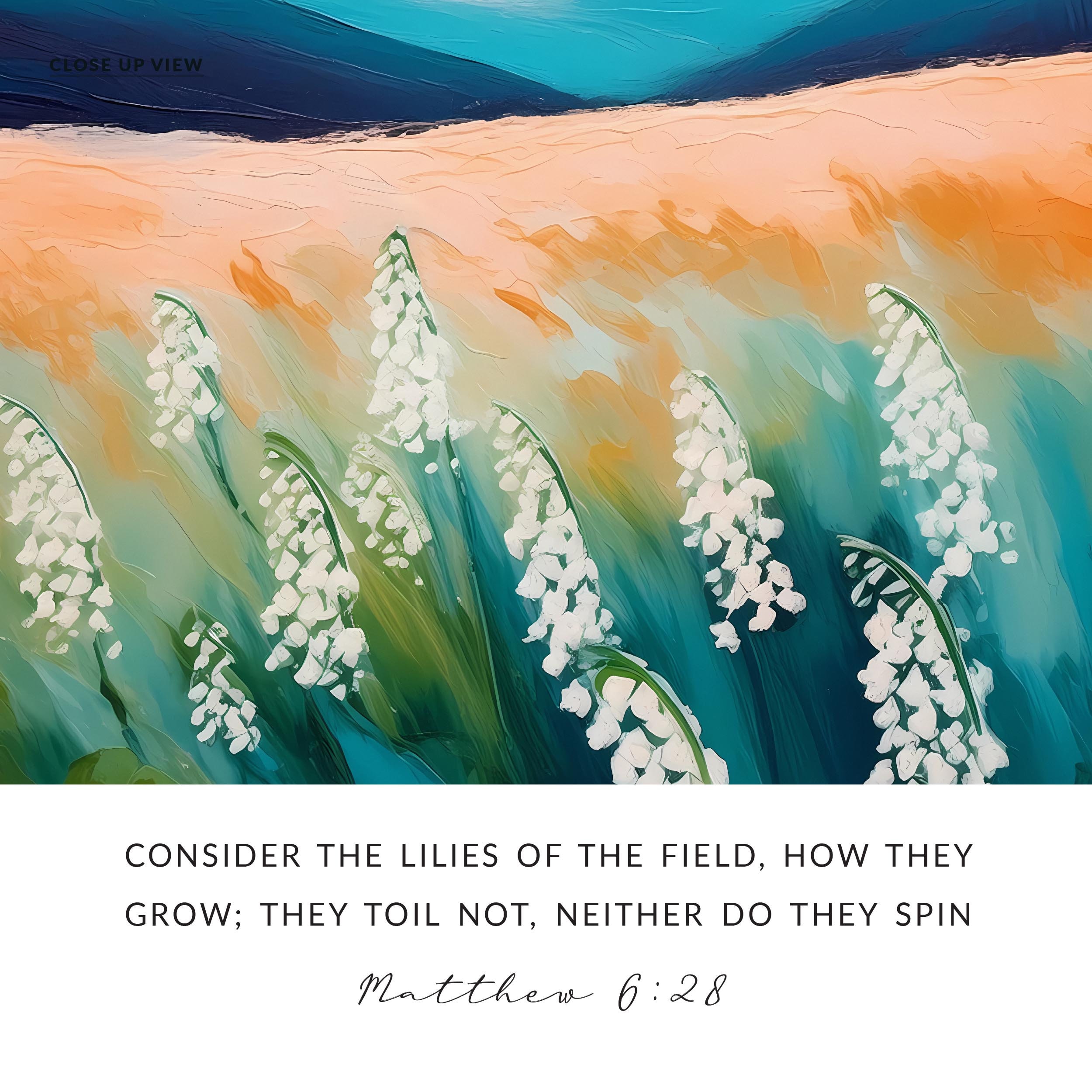 Matthew 6:28 Consider the Lilies, Modern Christian Wall Art, Bible ...