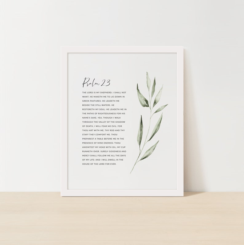 Psalm 23 Bible Verse Wall Art Christian Scripture Printable | Etsy