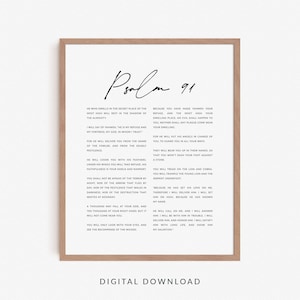 Psalm 91 Wall Art, Modern Christian Poster, Bible Verse Print, Minimal Scripture Poster, Above Bed Decor Printableable Wall Art