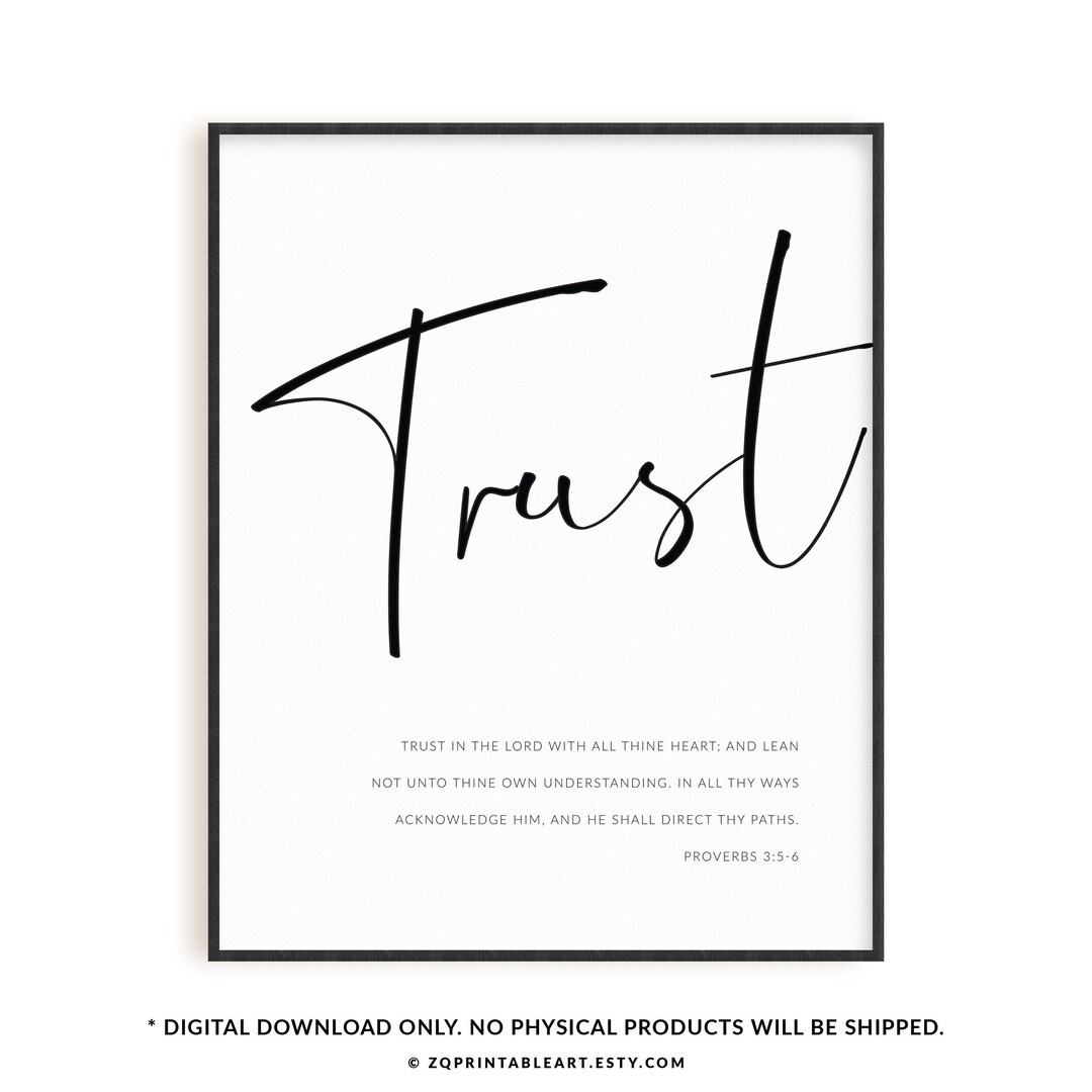 Proverbs 3:5-6 Bible Verse Wall Art Print, Christian Scripture Poster ...