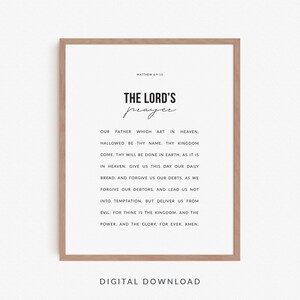 Matthew 6:9-13 The Lord&#39;s Prayer Bible Verse Wall Art, Modern Christian Scripture Poster, Prayer Room Wall Decor, Printable Baptism Gift