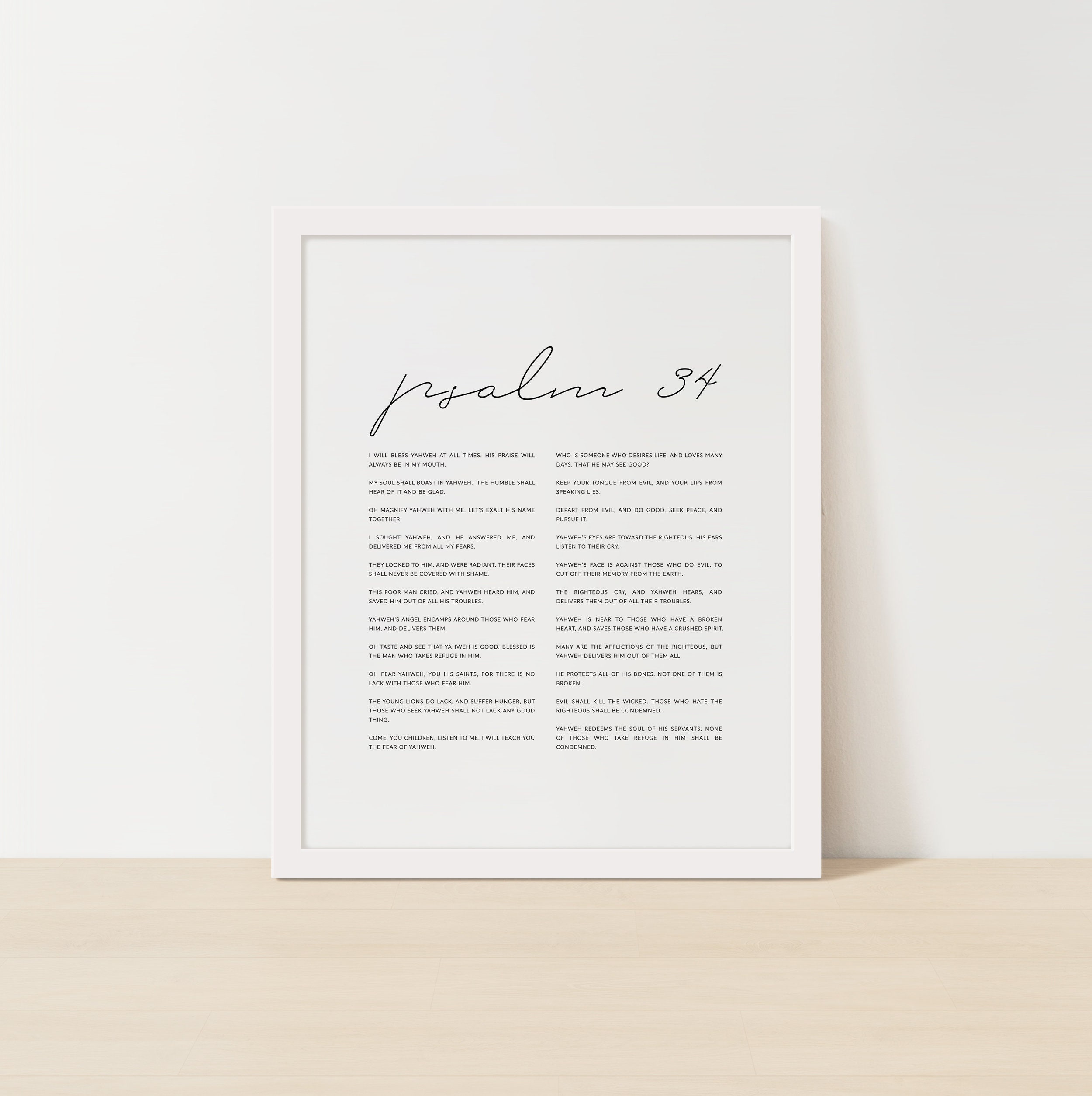 Psalm 34 Bible Verse Wall Art, Christian Scripture Poster Print, Modern ...