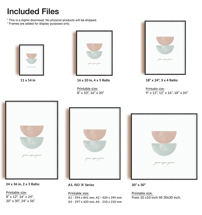K&ouml;nnte beinhalten: Druckbare Wandkunst mit einem minimalistischen Design aus zwei sich &uuml;berlappenden Halbkreisen in Rosa- und Blaut&ouml;nen. Der Text "peace upon peace" ist in einer zarten Schreibschrift geschrieben. Das Bild ist in verschiedenen Gr&ouml;&szlig;en erh&auml;ltlich, darunter 11x14 Zoll, 16x20 Zoll, 18x24 Zoll, 24x36 Zoll und 30x30 Zoll.