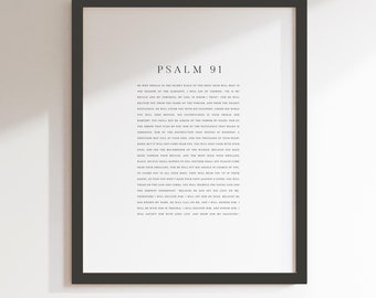 Psalm 91 Modern Bible Verse Print Wall Art, Minimal Christian Poster, Typography Scripture Poster, Faith Poster