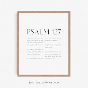 Psalm 127 Bibel Vers Wandkunst, Christliche Schrift Poster, druckbare moderne Bibel Vers Dekoration, Es sei denn, der Herr baut das Haus