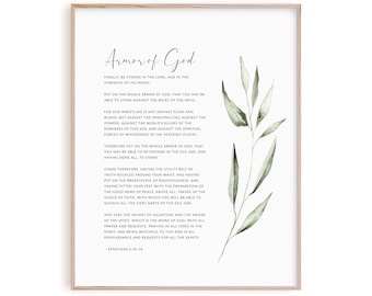 Ephesians 6:10-18 Armor of God Bible Verse Wall Art, Bible Verse Wall Art, Christian Scripture Poster Print, Belt of Truth