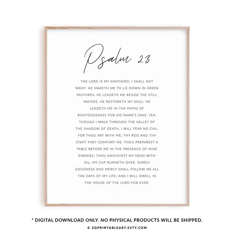 Psalm 23 Bible Verse Poster, Printable Christian Wall Art Scripture ...