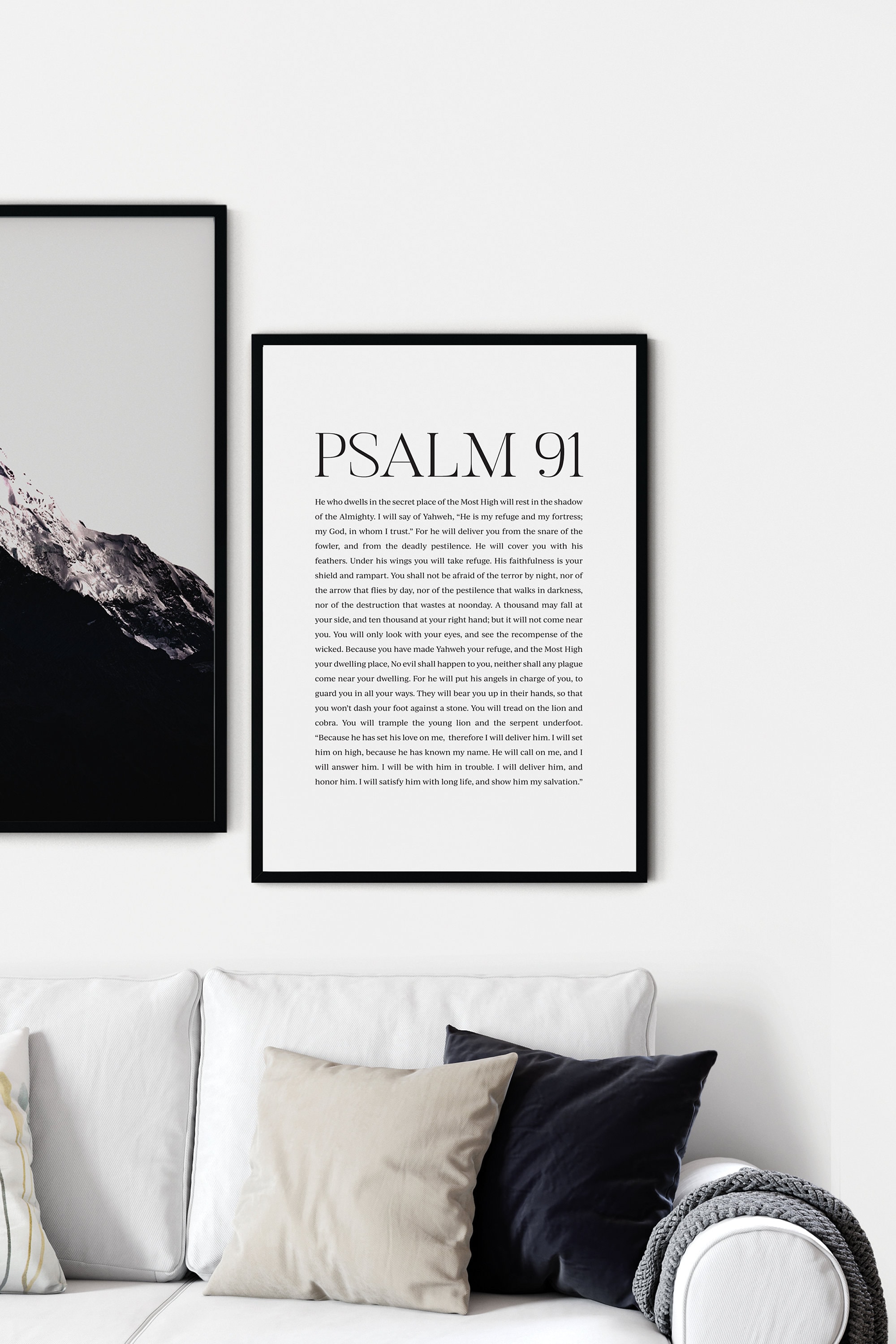 Psalm 91 Bible Verse Wall Art, Christian Scripture Poster Print, Modern ...