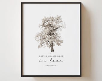 Ephesians 3:17 Rooted & Grounded, Bible Verse Wall Art - Modern Christian Artwork Print (Digital Download)